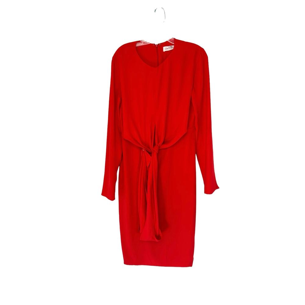 Fame‎ and Partners Dress Orange Long Sleeve Tie Front Cocktail Midi Party Size 6